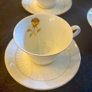 Japanese Gold Fine China Rose Tea Cups